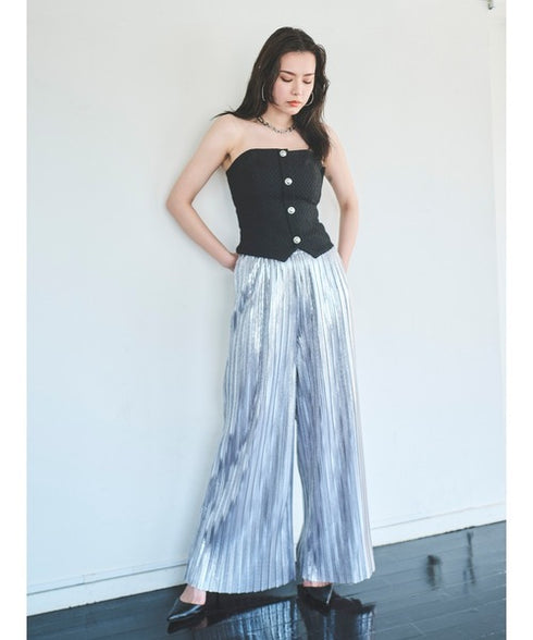 シャイニープリーツワイドパンツ