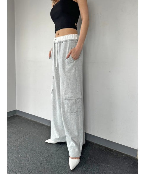 コントラストトリムスウェットカーゴパンツ