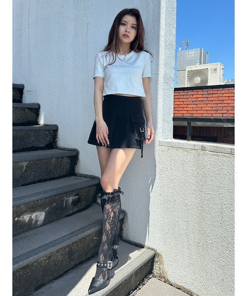 シャイニーショート半袖トップス