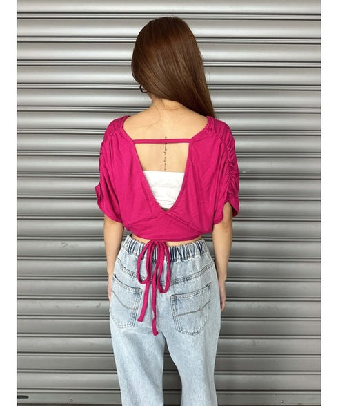 フロントドロストショートトップス