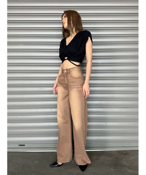 フロントドロストショートトップス