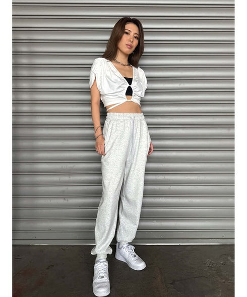 フロントドロストショートトップス