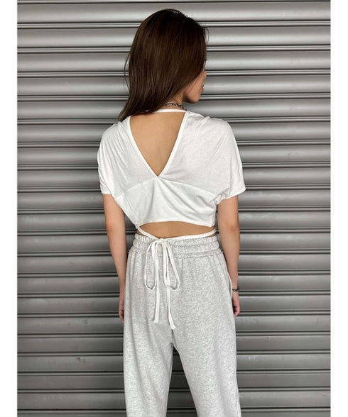 フロントドロストショートトップス