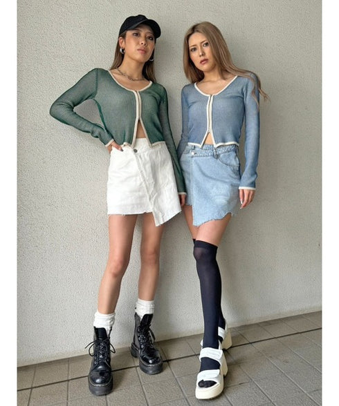 ラップデニムミニスカート