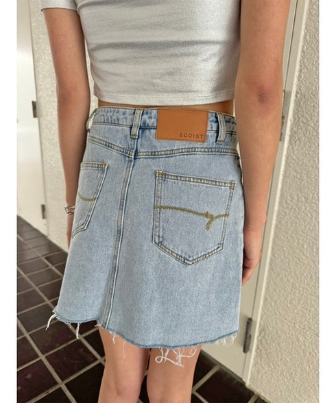 ラップデニムミニスカート