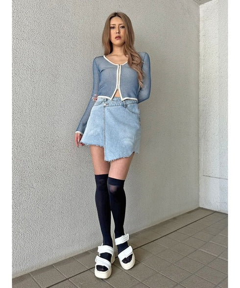 ラップデニムミニスカート