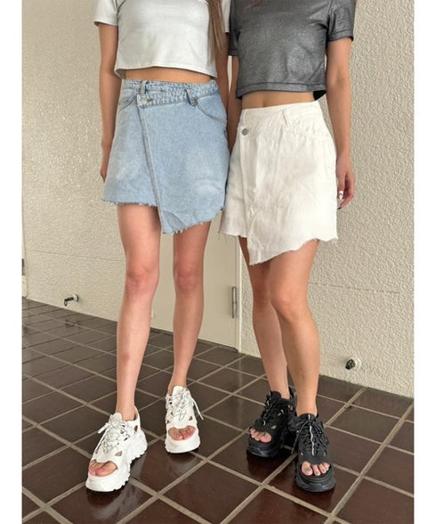 ラップデニムミニスカート
