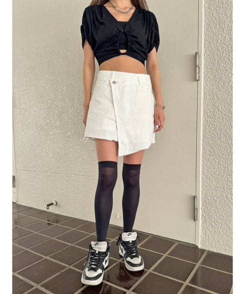 ラップデニムミニスカート