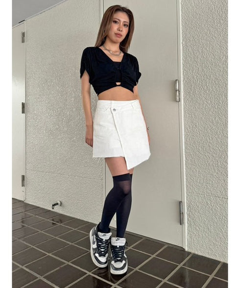 ラップデニムミニスカート