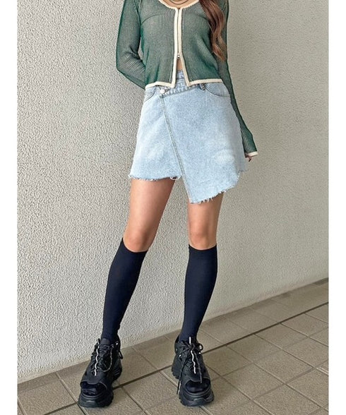 ラップデニムミニスカート