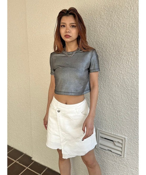 ラップデニムミニスカート