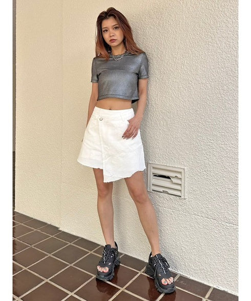 ラップデニムミニスカート