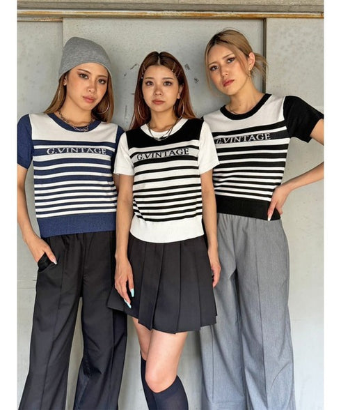 グラム・ヴィンテージボーダーニットトップス