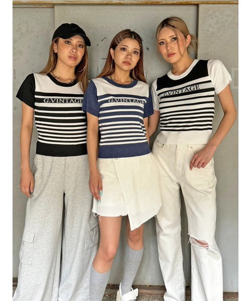 グラム・ヴィンテージボーダーニットトップス