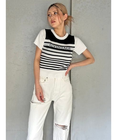 グラム・ヴィンテージボーダーニットトップス