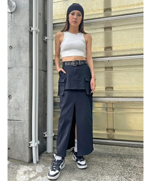 レイヤード風カーゴスカート