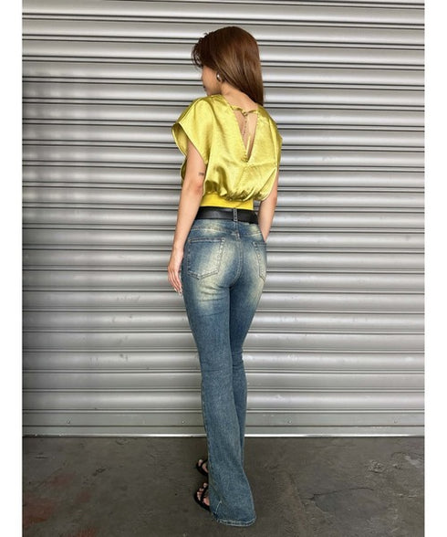 サテンカシュクールトップス