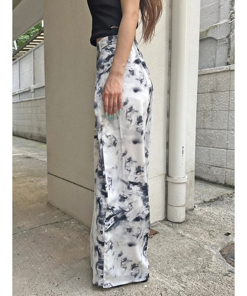 ベルト付ラップシフォンワイドパンツ