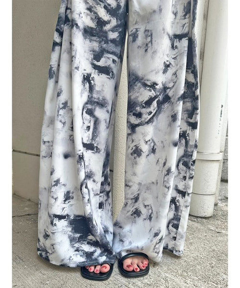 ベルト付ラップシフォンワイドパンツ