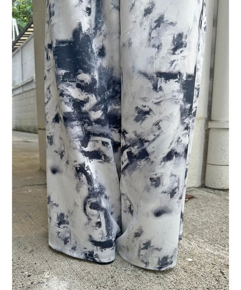 ベルト付ラップシフォンワイドパンツ