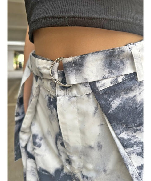 ベルト付ラップシフォンワイドパンツ