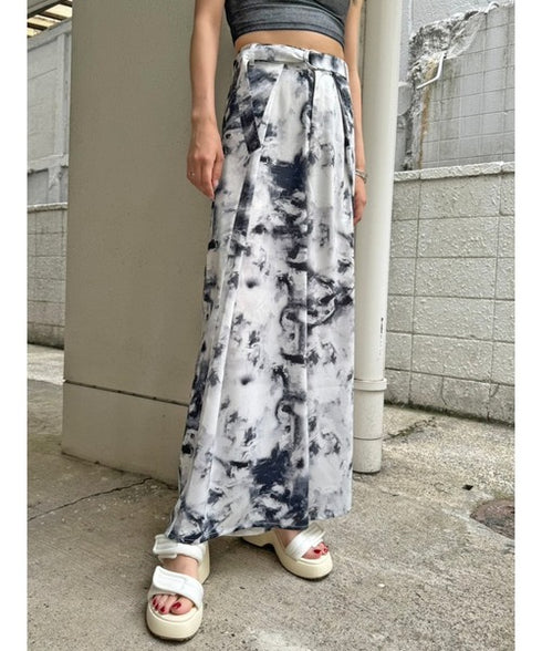 ベルト付ラップシフォンワイドパンツ