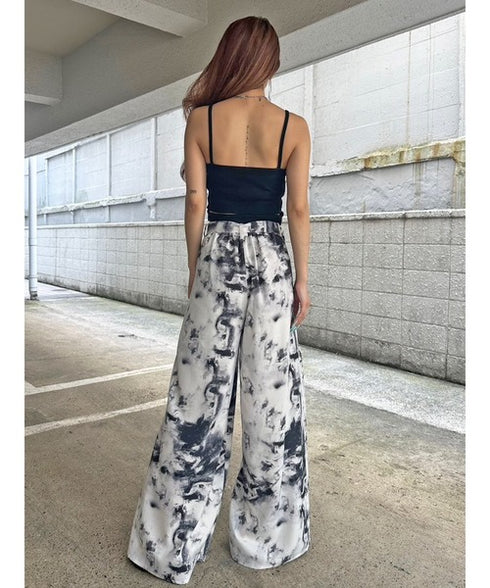 ベルト付ラップシフォンワイドパンツ