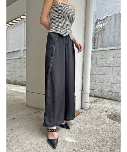 ベルト付ラップシフォンワイドパンツ