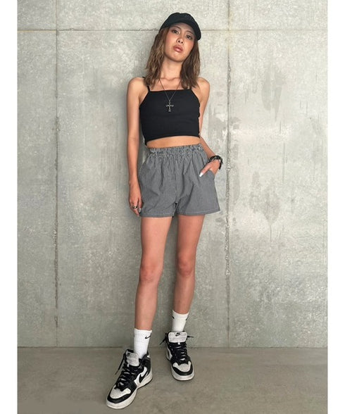 ウエストゴムストライプショートパンツ