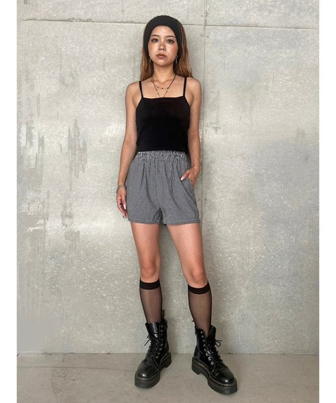 ウエストゴムストライプショートパンツ