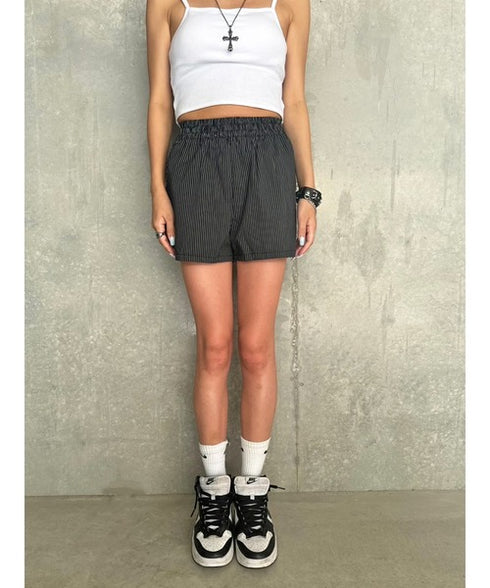 ウエストゴムストライプショートパンツ