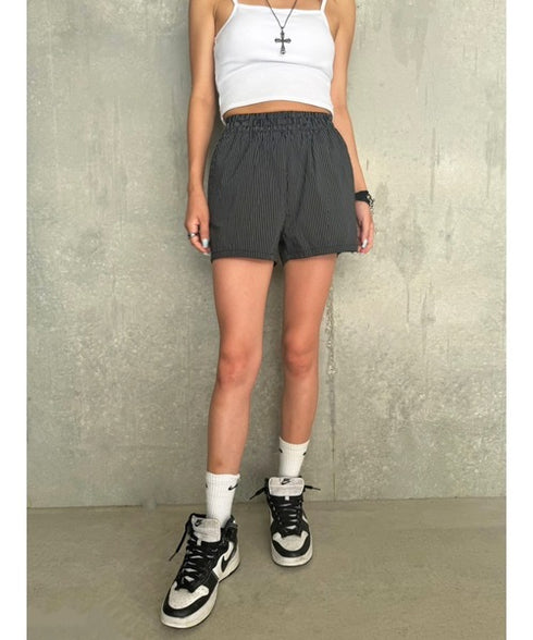 ウエストゴムストライプショートパンツ