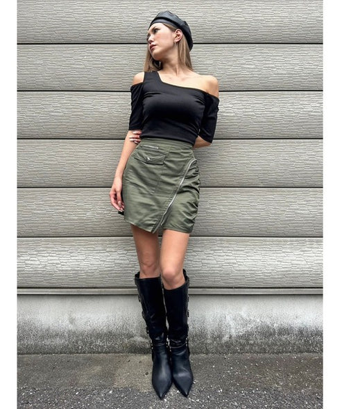 アシメデザインカットリブTOP