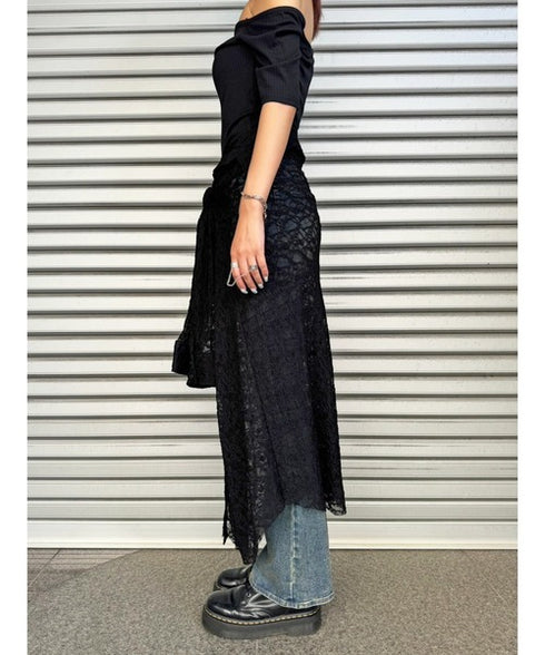 レースシャツライクロングスカート