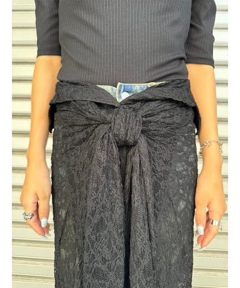 レースシャツライクロングスカート