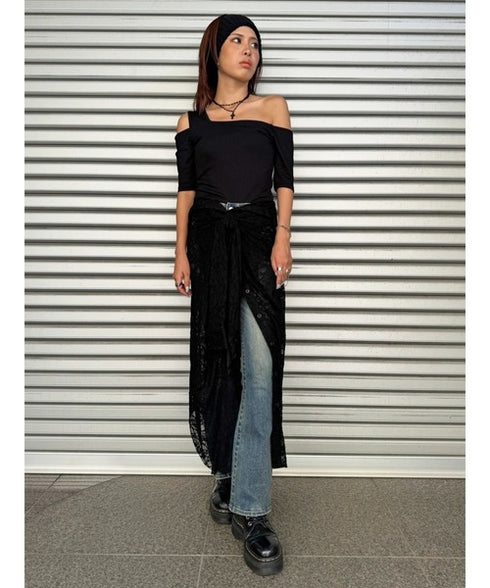 レースシャツライクロングスカート