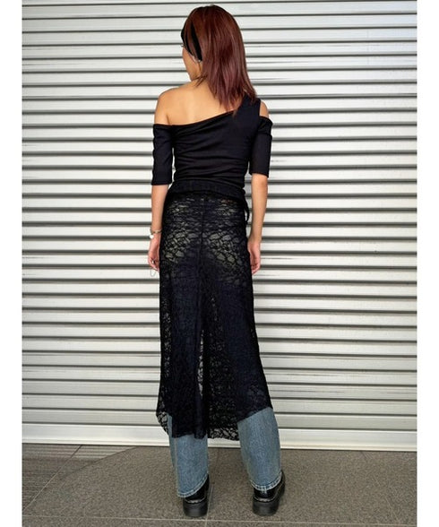 レースシャツライクロングスカート