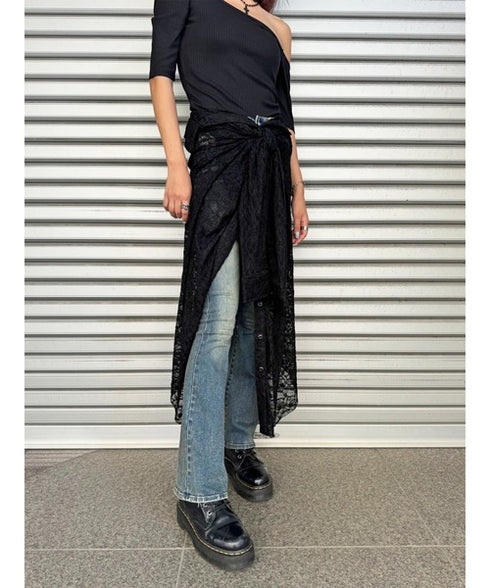 レースシャツライクロングスカート