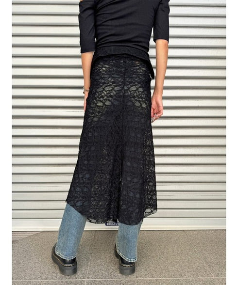 レースシャツライクロングスカート