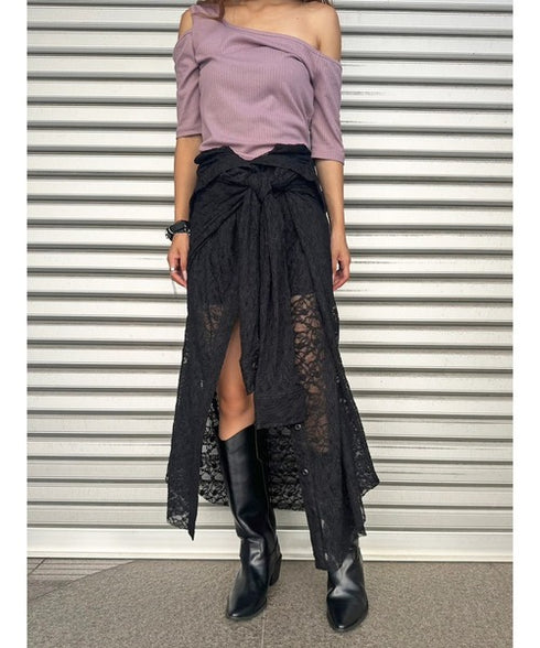 レースシャツライクロングスカート