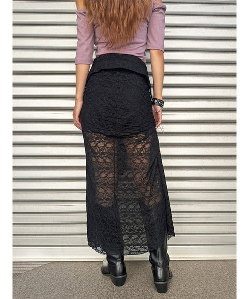 レースシャツライクロングスカート