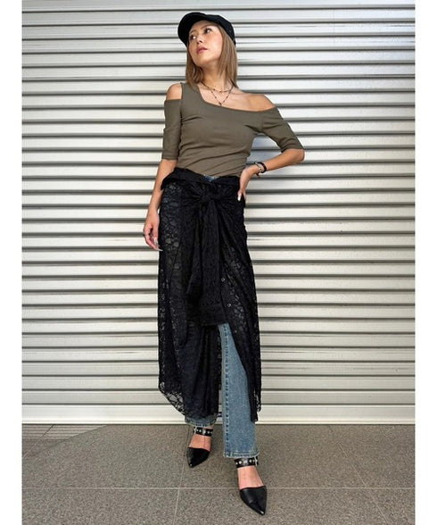 レースシャツライクロングスカート