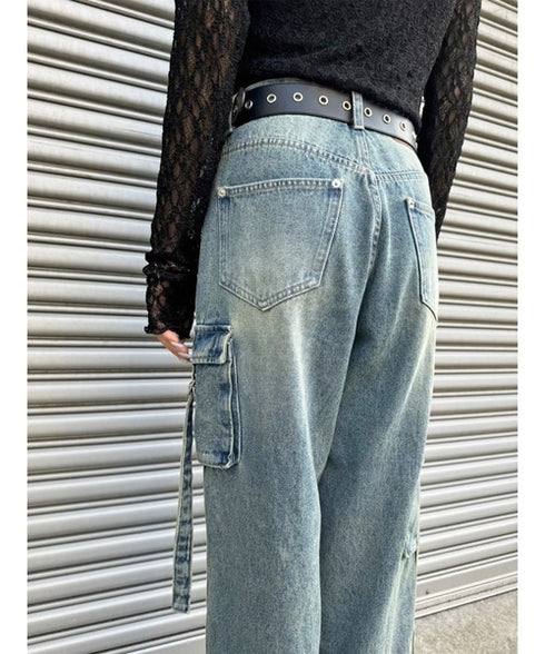 カーゴポケットワイドデニムパンツ