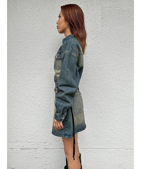 ヴィンテージ加工デニムワンピース