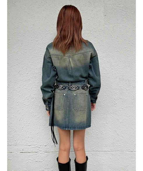 ヴィンテージ加工デニムワンピース