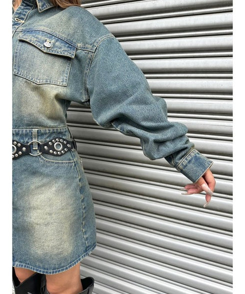 ヴィンテージ加工デニムワンピース