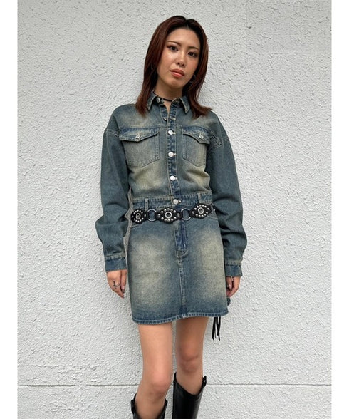 ヴィンテージ加工デニムワンピース