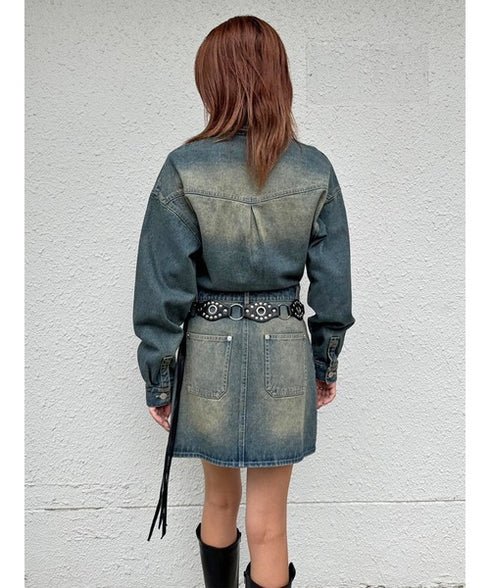 ヴィンテージ加工デニムワンピース