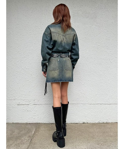 ヴィンテージ加工デニムワンピース