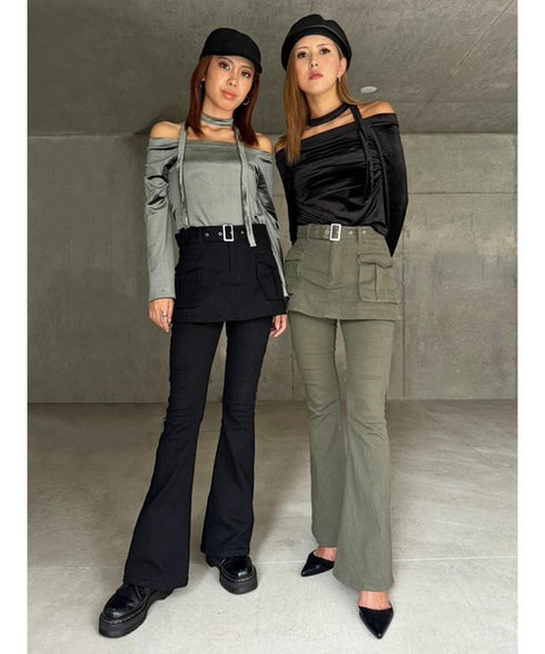 スカートドッキングフレアパンツ